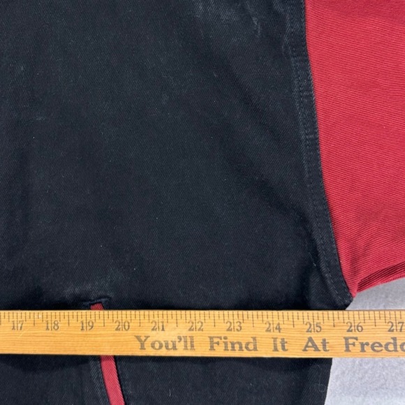 VTG‎ 90s Trucker Jacket Mens XL Black/Red Denim Independent Freightliner Patch - Picture 6 of 7